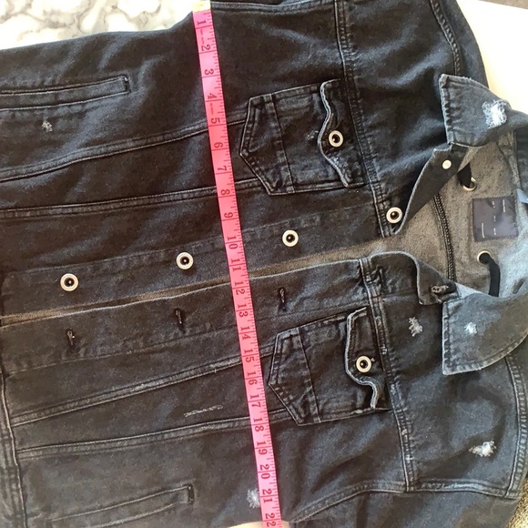 Zara Black Distressed Eyelet Lace-Up Denim Jacket - Picture 16 of 16